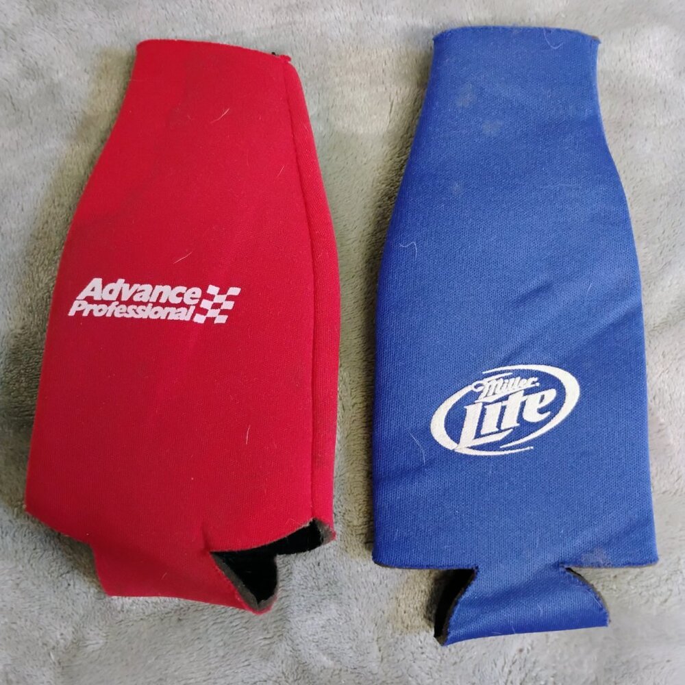 2x Miller Lite Koozie Beer Bottle Cooler Holder Pool Bar Man Cave Tailgate Game